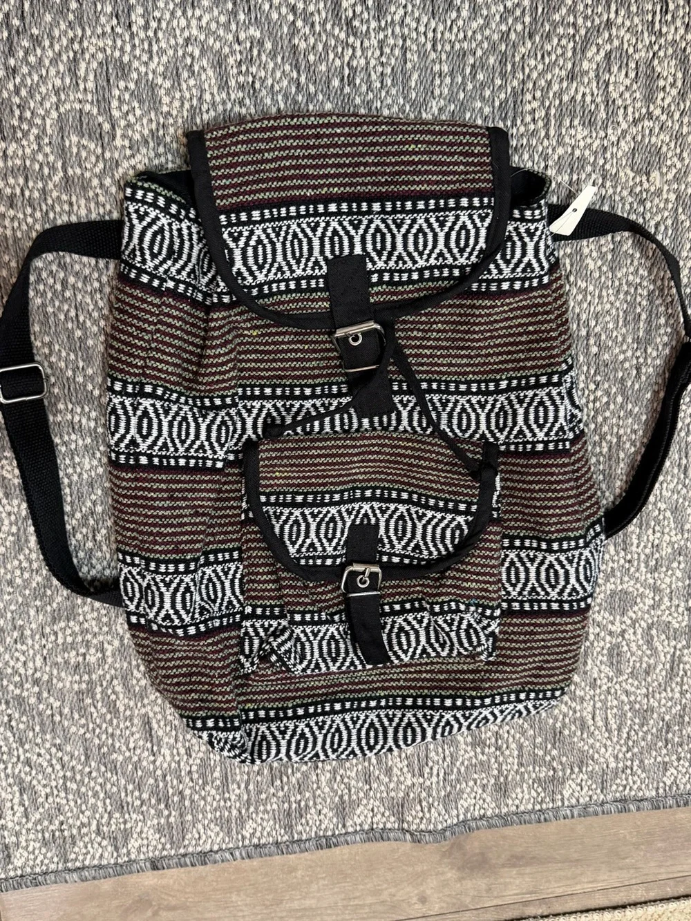 New Boutique Boho Woven Backpack Made in India Tribal Woven Ethnic festival hobo